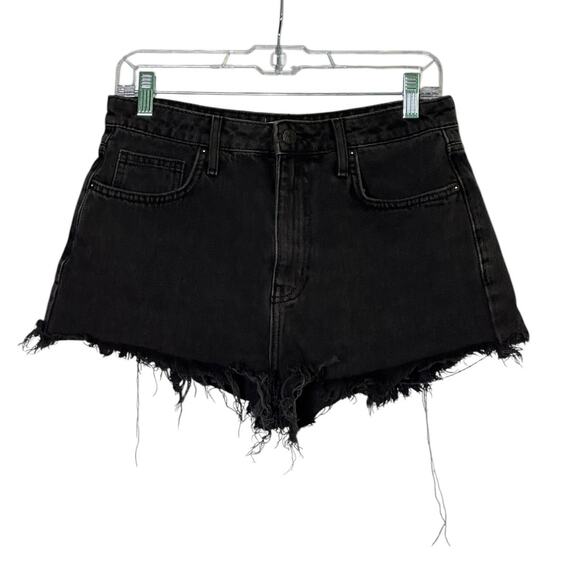 Forever 21 black fringe high rise jeans shorts size 28 - Picture 1 of 7